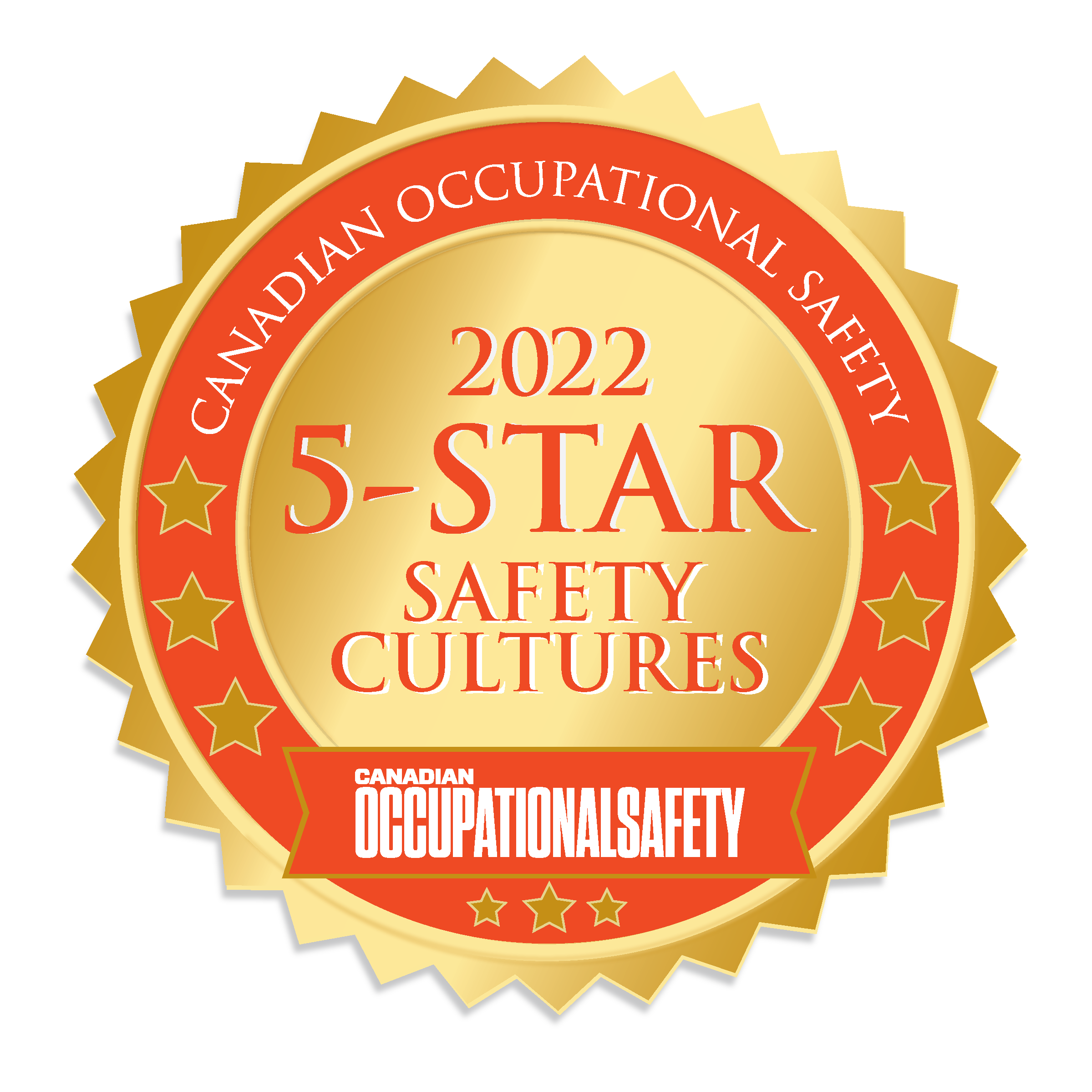 Image shows Canadian Occupational Safety magazine 2022 5-star Safety Award