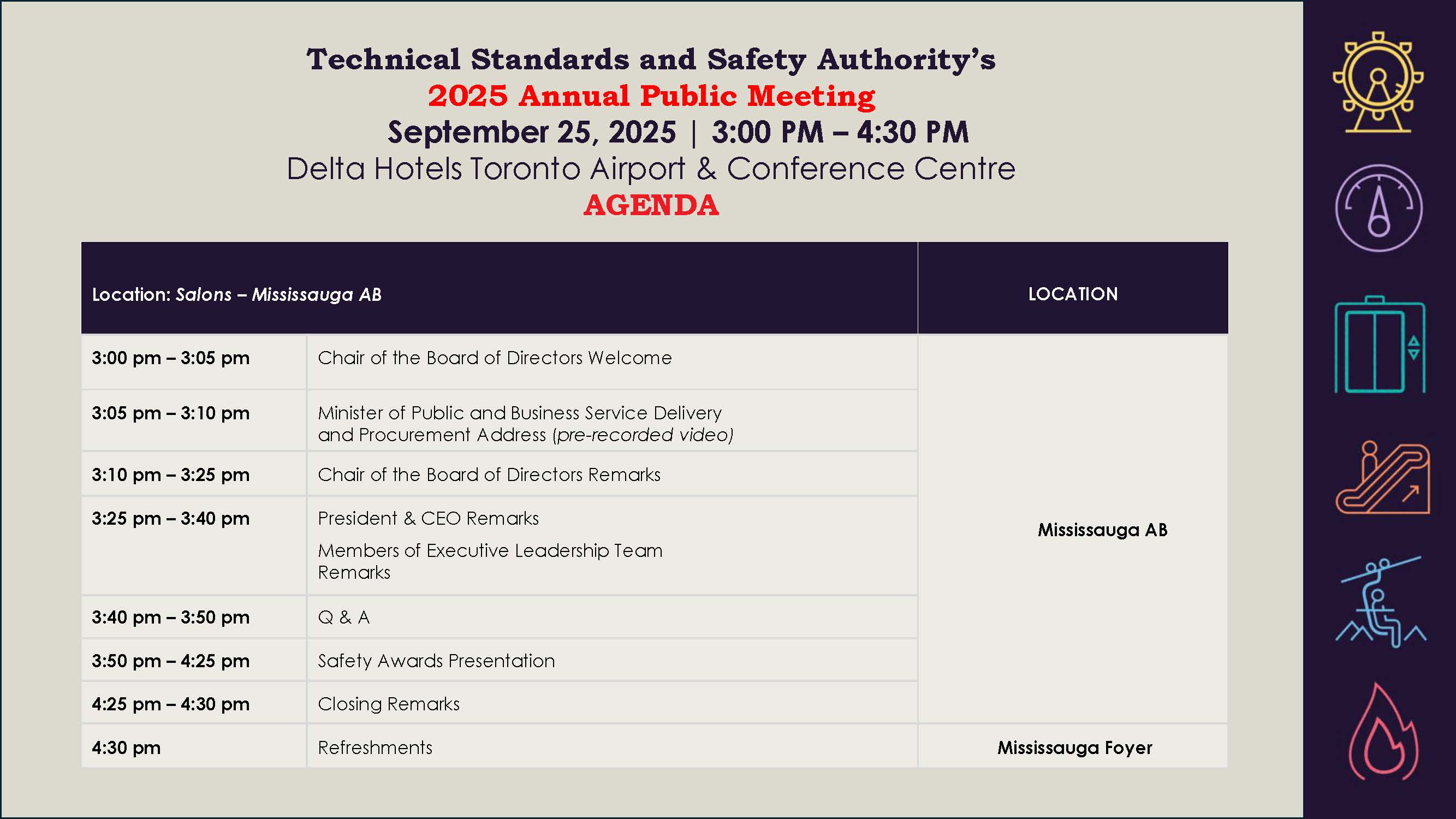 Agenda of TSSA's 2025 Annual Public Meeting
